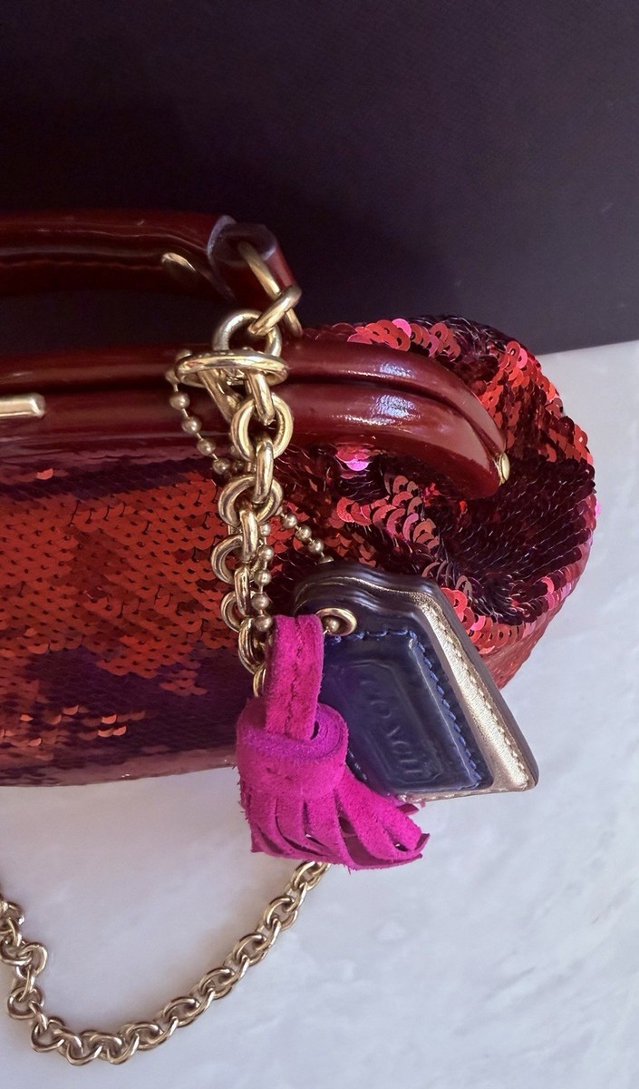 COACH POPPY LIMITED EDITION RED SEQUINS FRAME KISSLOCK BAG 21218
