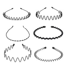 6 PCS Metal Hair Headband Wave Style Hoop Band Comb Sports Hairband Men Women