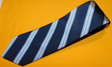 BROOKS BROTHERS MADE IN ITALY BLUE/WHITE/LIGHT BLUE STRIPED TIE - DESIGNER TIES.