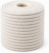Braided White Cotton Rope 1/2 Inch X 50 Ft Natural Soft Utility Rope