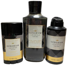 Bath and Body Works 3 Pc GINGHAM LEGEND Men's Collection  FREE SHIP