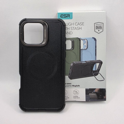 ESR iPhone 16 Pro Max Hülle mit Stash Stand und MagSafe Cyber Series Schwarz