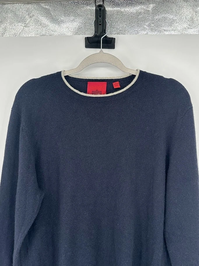 Suéter Pullover CULLEN Hombres 100% Cachemira Grande Azul Marino Preppy Negocios Lujo Foto 2 de 4