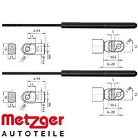 2X Gasfeder FüR Motorhaube Metzger 2110378 2 GasdäMpfer Motorraum