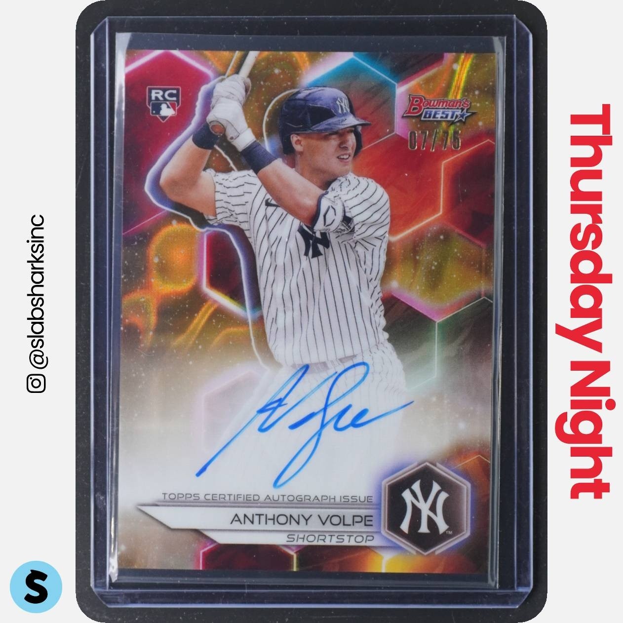 2023 BOWMAN'S BEST #B23-AV ANTHONY VOLPE BEST OF AUTO GOLD LAVA REFRACTOR RC /75