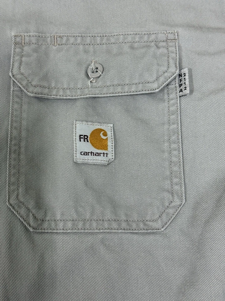 Carhartt FR Flannel Shirt Men XL Flame Resistance Work Grey Flannel SW2 - Image 2 of 4