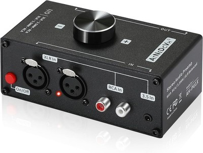 Stereo Audio Preamplifier XLR RCA 3.5mm Input Output 20dB Gain Black Amp