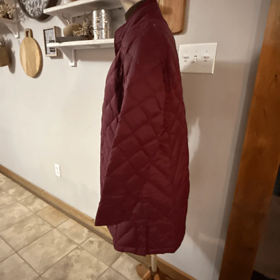 J Jill down filled quilted long puffer coat womens size XS burgandy winter warm - Image 3 of 4