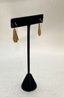 14K Yellow Gold Teardrop & Ribbed Fan Dangle Drop Earrings Set 2 Pairs 2.05g — photo 5