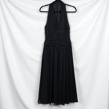 VTG A.J. Bari Halter Dress Woman 8 Black Evening Party Cocktail Ruched Back Zip