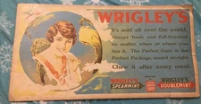 Original 1900’s WRIGLEY Gum Sign Chewing Gum Spearmint Doublemint Gum 21”x 11”in