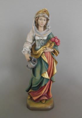 Heilige Elisabeth m. Rosen Krug Brot 34 cm hoch Holz bemalt Heiligenfigur