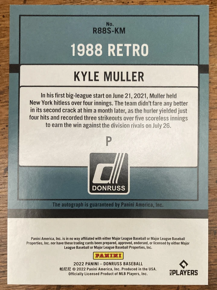 2022 Optic 88 Retro Kyle Muller Auto Atlanta Braves/Oakland Athletics - Image 3 of 3