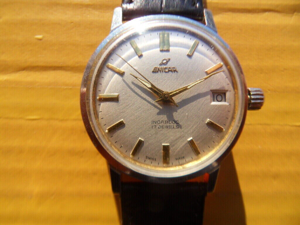vintage SWISS ENICAR 17 Jewels Manual Men's Watch,date,cal vintage SWISS ENICAR 17 Jewels Manual Men's Watch,date,cal
