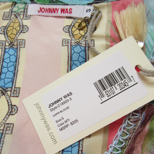 NWT Johnny Was Capri Blouse in Tropical Bird Print Lightweight Silk Top S - Picture 4 of 8
