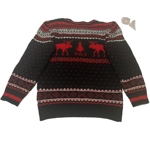 $85 Polo RALPH LAUREN Kids SWEATER Moose Fair Isle WINTER Holiday Moose Size 5 - Picture 4 of 4
