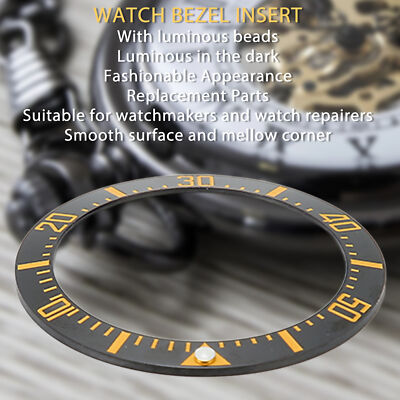 (Schwarze& Gold) Watch Bezel Insert 40mm Ceramic Watch Bezel Ring Repair Re BHC