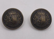 Waterbury Button Co Salzburg Crest Lion Round Shank Jacket 15mm Lot of 2 C4