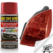 Red Lens Tint Spray E-Tech For Car Glass Plastic Tail Lamp Light 150ml Can+CP