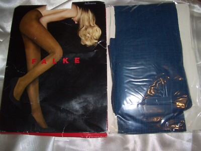 Edle FALKE gemusterte Strumpfhose Gr. M aquamarine 40 den OVP