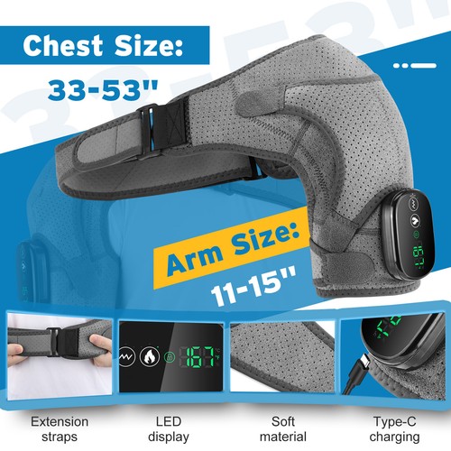 Shoulder Massager Wrap Electric Heated Brace Vibration Therapy Joint Pain Relief - Picture 6 of 6