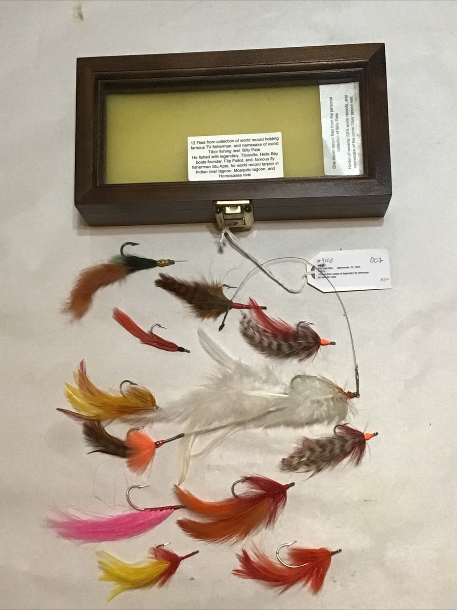x12 Tarpon fly fishing legend Tibor BILLY PATE Flies +small wood
