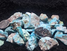 ~x - 5b Authentic  Usa Az Morenci Mine Turquoise Rough - Natural, Hard, Legit!