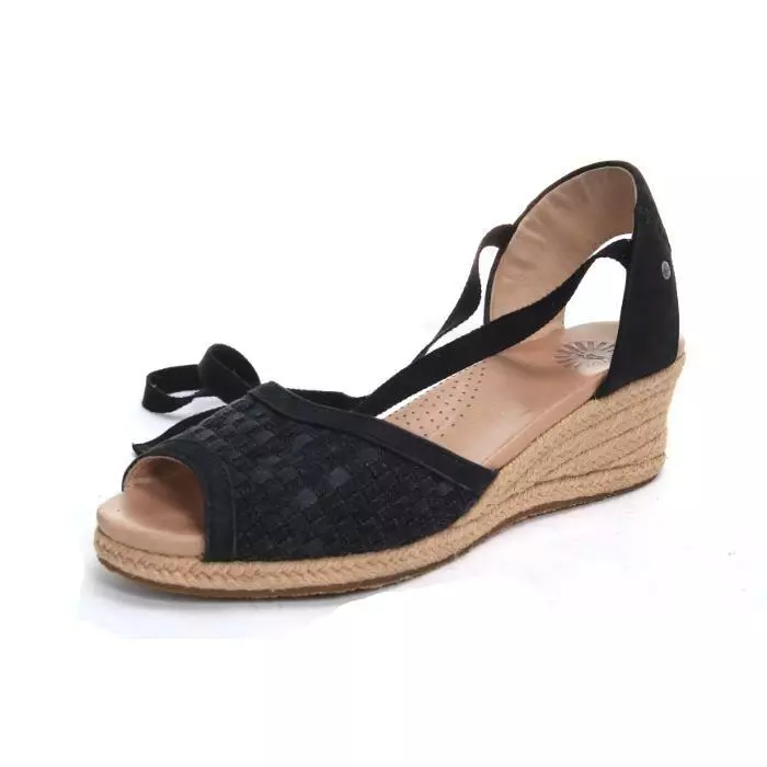 Ugg wedge sandals black hot sale