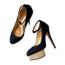 Zapatos de salón Charlotte Olympia Dolores negros en lona tejida, talla 39,5EU