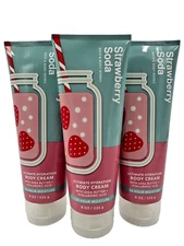 Bath & Body Works LOT of 3 Strawberry Soda Ultimate Hydration Body Cream 8 oz