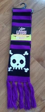Lotsa Lites purple Halloween Light-up LED Scarf NEW Skull design Holiday Knit