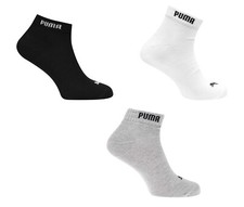 Image of PUMA 3 PAIR PACK QUARTER LENGTH TRAINER SOCKS LINERS SPORTS SIZES 2.5 - 14 UK