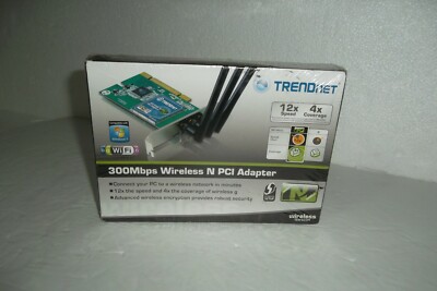 TRENDnet Wireless-N PCI Adapter 802.11n 64/128-Bit 300Mbps 2.4GHz TEW-623PI NEW