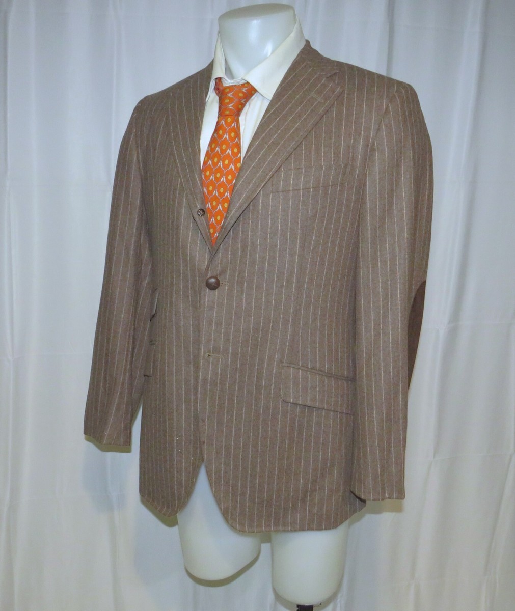 Bamford & Sons Taupe Stripe Cashmere Blend Three Roll Two Sport Coat 40 NWOT View 6