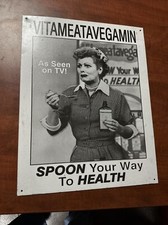Vintage I Love Lucy metal/tin sign "Vitameatavegamin" 16”x12.5”