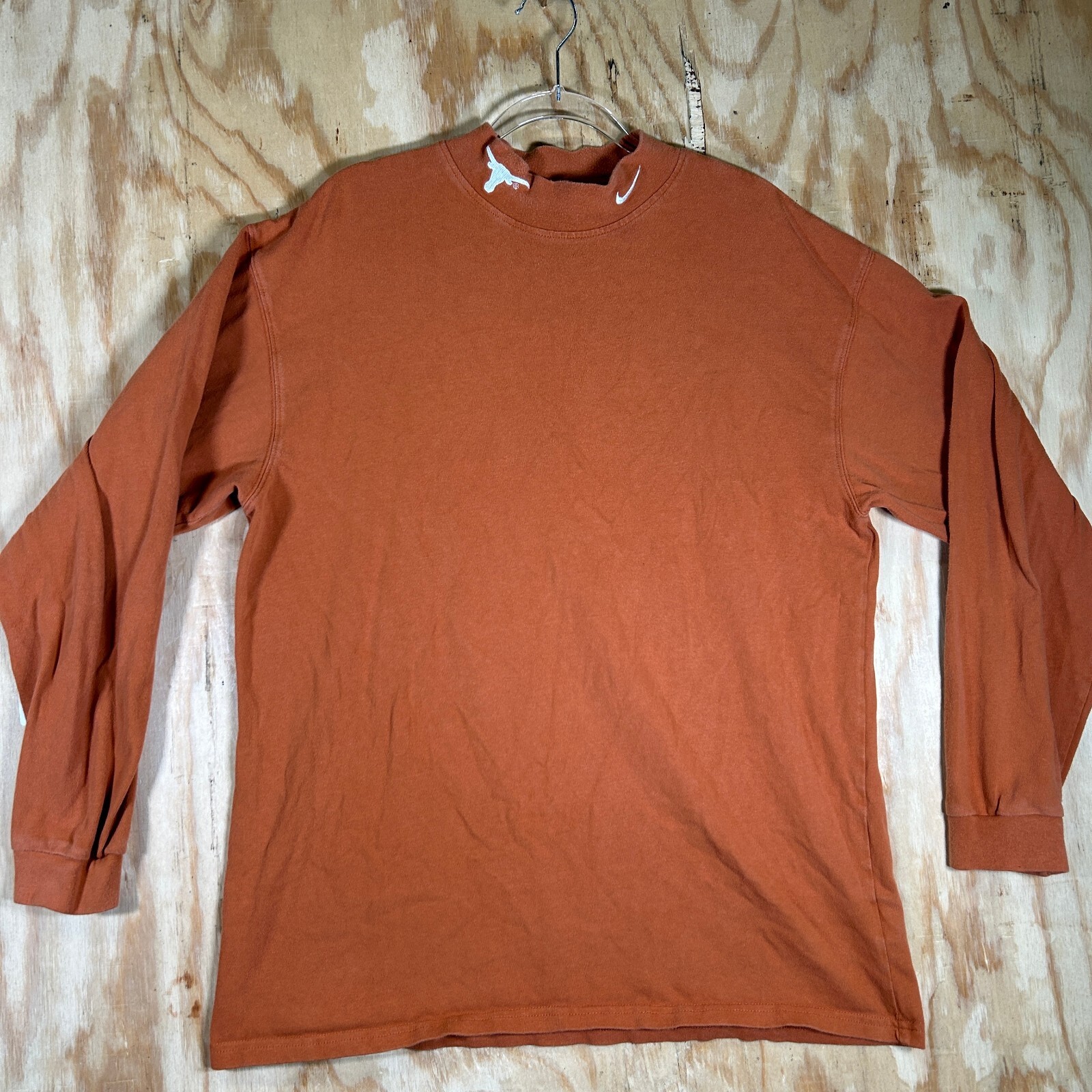 Nike Men's Brown Mock Neck Long Sleeve Tee with Embroidered Logo Size M Team Sports