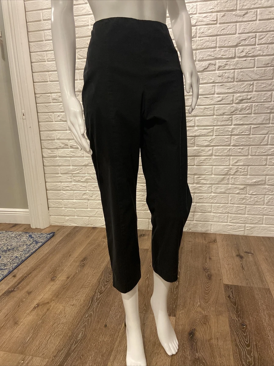 Womens Peter Nygard Black Side Zip Capri Pants Size 8 EUC