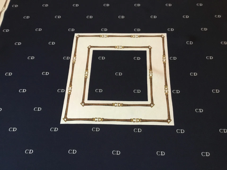 SMART CHRISTIAN DIOR VINTAGE HAND ROLLED SILK SCARF.  VGC.  29 x 28 INCHES.   a - Image 3 of 4