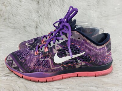 Nike Free 5.0 TR 4 Print Running Womens Sz 7 Sneakers Purple Pink 629832-402