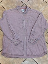Columbia Men Career Dark Red XL Button Front Check Dress Shirt