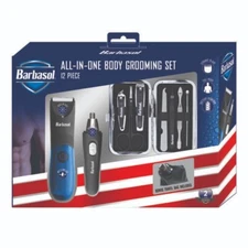 BARBASOL All in one Body Grooming Kit, Men's 12 pc. Gift Set, New