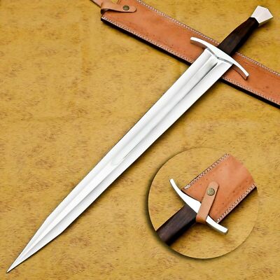 Custom Hand Made D2 Steel Viking Sword With Rose Wood And Steel Clip Handle Ab.9