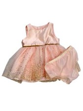 Infant  Toddler Girls Pink Satin Formal Holiday Sleeveless Dress