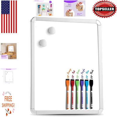 Compact 13x17 Magnetic Whiteboard with 6 Markers - Perfect for School or Office