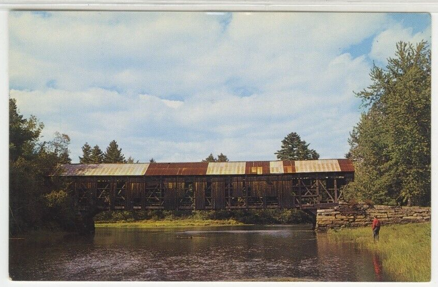 Covered Bridge Postcard Hemlock Bridge Over Saco River Bridgton, ME