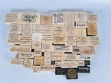 Lot 48 Rubber Stamps | Wood block Stampin up & Other Various Phrases & Words