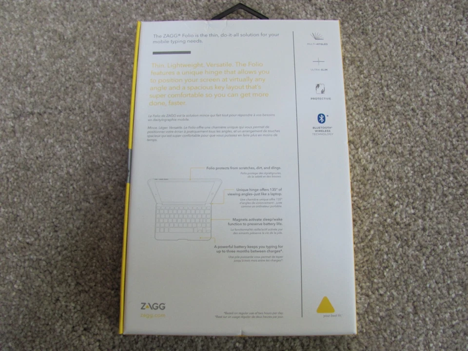 New Zagg Hinged Bluetooth Keyboard Folio 135° of multiple viewing angles Case - Image 3 of 4