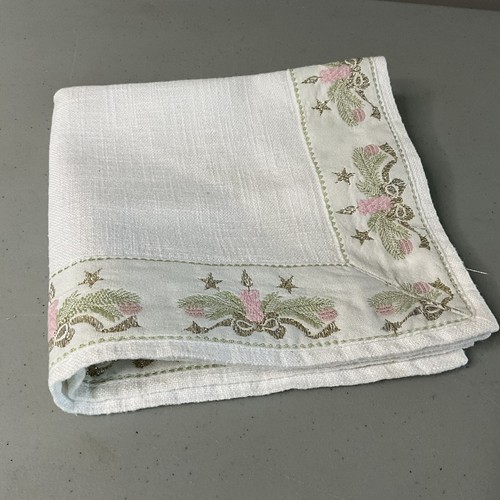 Christmas Embroidered Pink Candles Sparkle Stars Fabric Table Topper Austria - Picture 10 of 10
