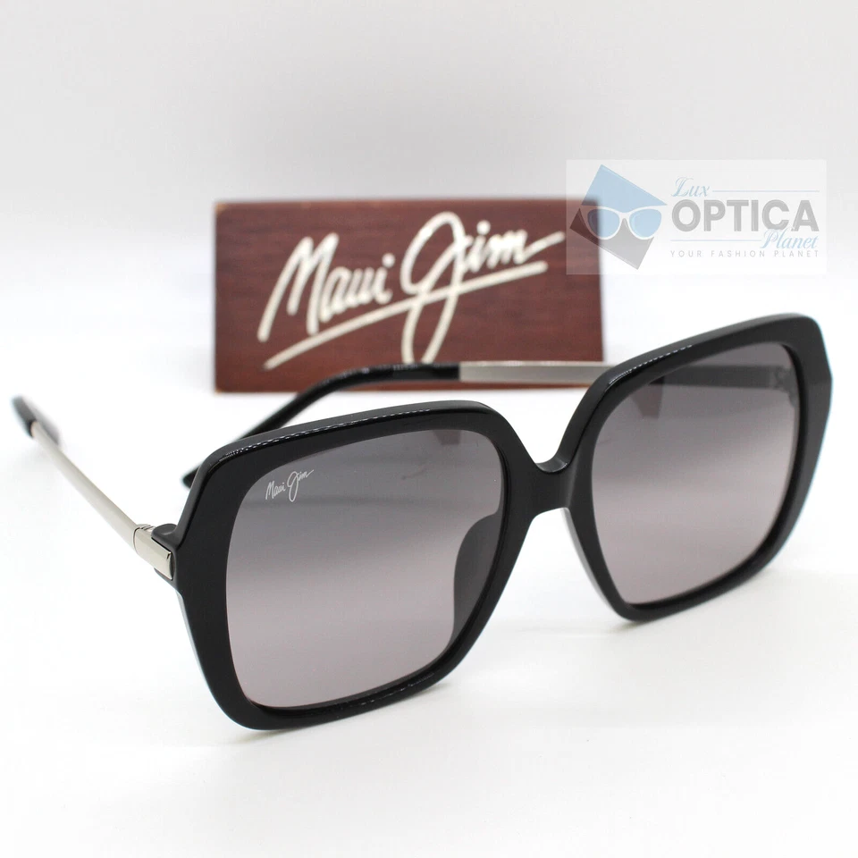 NUEVO Gafas de sol polarizadas Maui Jim POOLSIDE para mujer negras brillantes/grises lentes GS 838-02 Foto 2 de 4