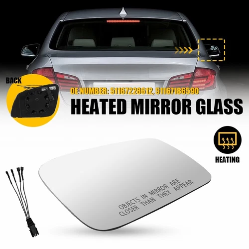 Passenger Mirror Glass Heated 51167228612 For BMW 528I 535D 550I 640I 2010-16 EJ
